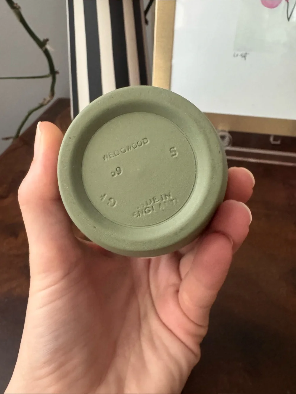 Wedgwood jasperware sage green vase